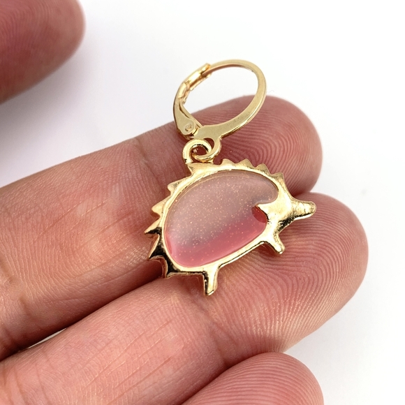 Pink Hedgehog Earrings - Picture 4 of 5